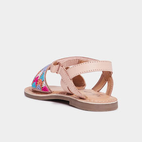 Sandales plates avec perles en cuir multicolore fille