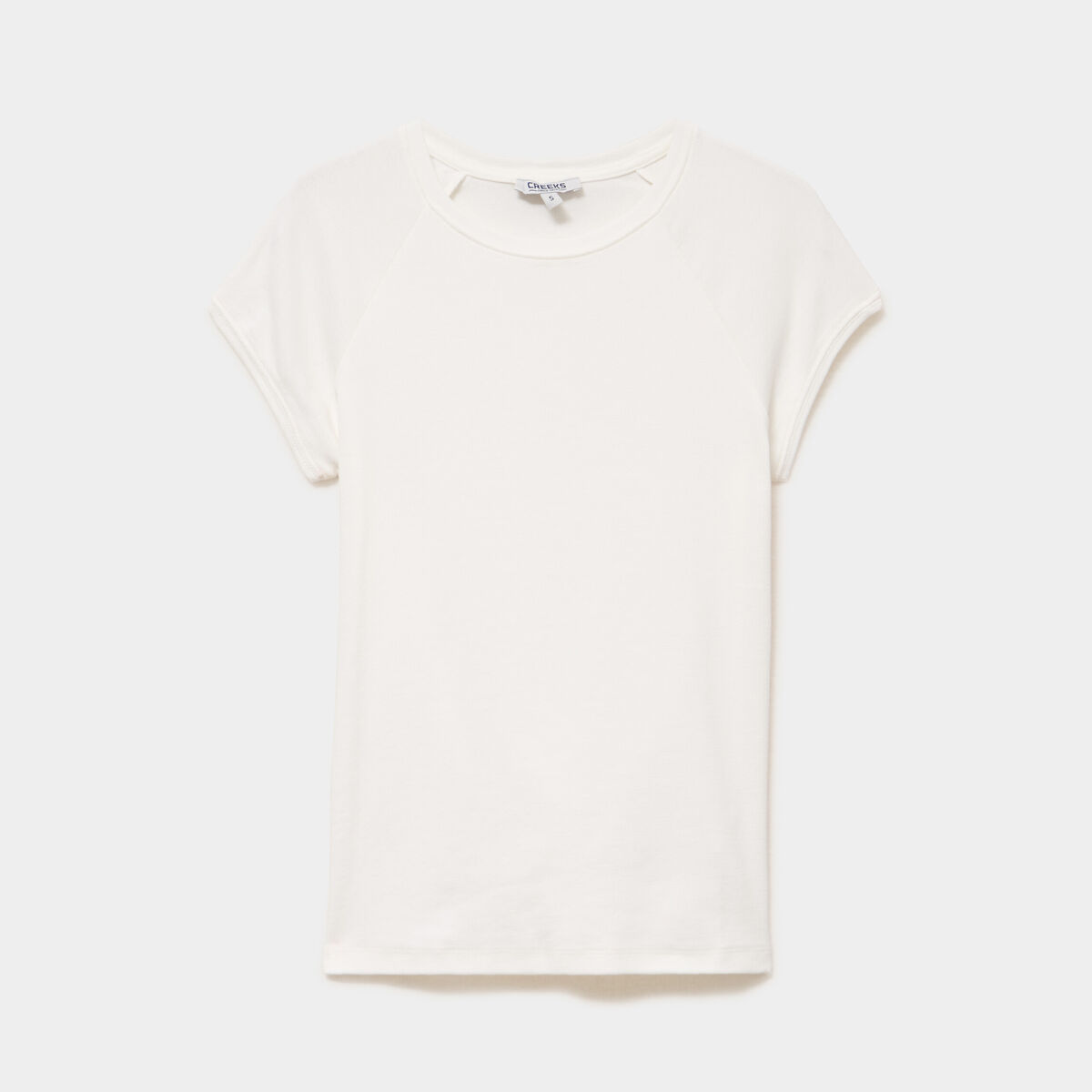 T-shirt ajust&eacute; col rond manches courtes blanc femme