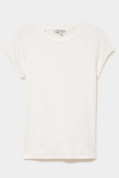 T-shirt ajust&eacute; col rond manches courtes blanc femme