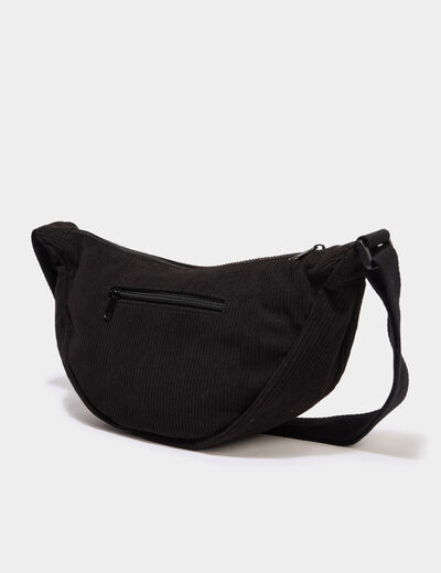 Sac banane effet velours c&ocirc;tel&eacute; noir femme