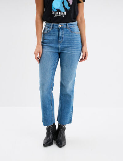 Jeans flare 7/8ème taille haute denim double stone femme