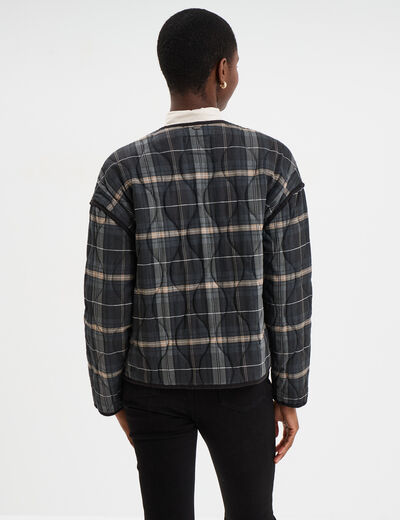 Veste matelass&eacute;e poches plaqu&eacute;es noir femme