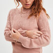 Pull manches ballons détails ajourés vieux rose femme