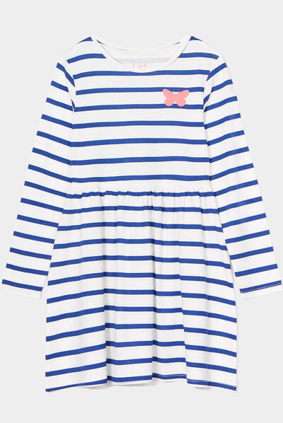 Robe trapèze manches longues coton blanc fille