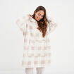 Poncho plaid effet polaire &agrave; capuche rose femme