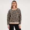Pull col rond &agrave; manches longues beige clair femme