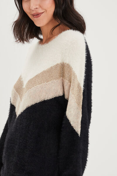 Pull manches longues noir femme