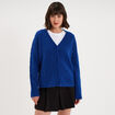 Gilet cardigan ajour&eacute; manches longues bleu roi femme