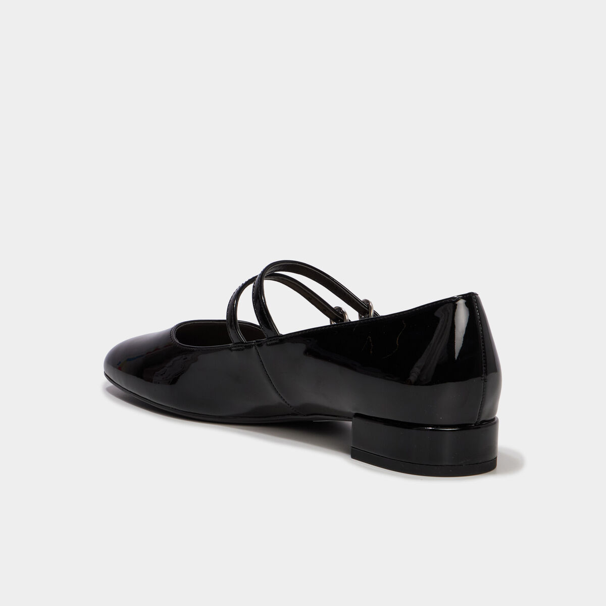 Ballerines vernies bouts carr&eacute;s noir femme