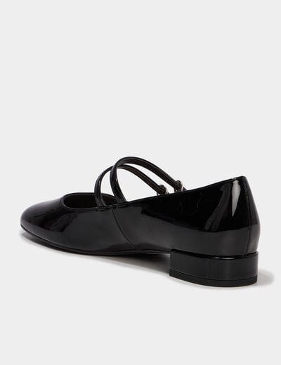 Ballerines vernies bouts carr&eacute;s noir femme