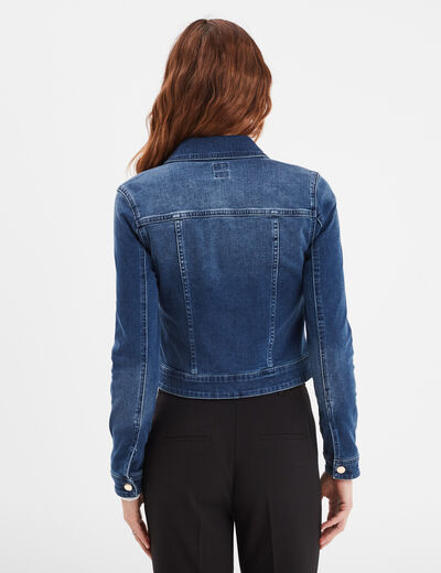 Veste en jean cintrée zippée Mosquitos denim double stone femme