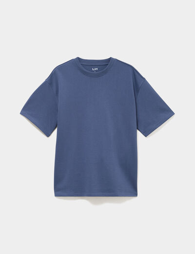 T-shirt col rond droit relax fit bleu homme