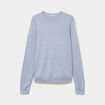 Pull droit col rond coton m&eacute;lang&eacute; bleu clair homme