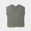T-shirt avec strass manches courtes vert kaki femme grande taille