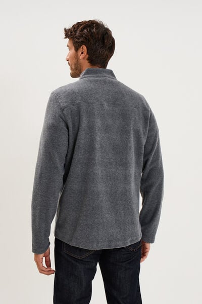 Sweat polaire col camionneur gris argent homme