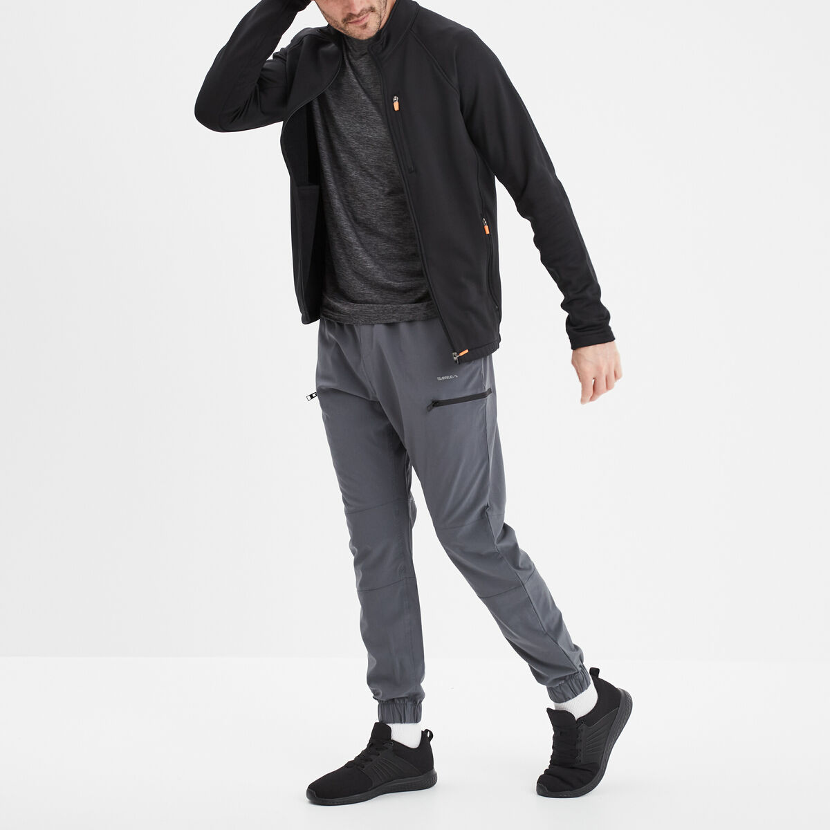 T-shirt technique outdoor l&eacute;ger Trappeur gris fonc&eacute; homme