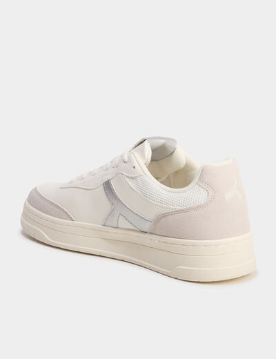 Tennis basses &agrave; lacets gris argent femme
