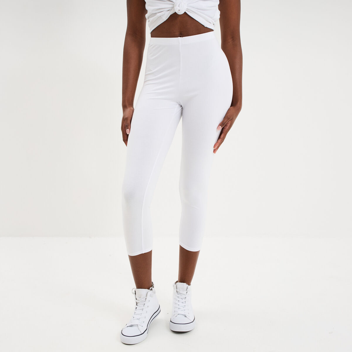 Legging &eacute;lastiqu&eacute; 7/8&egrave;me blanc femme