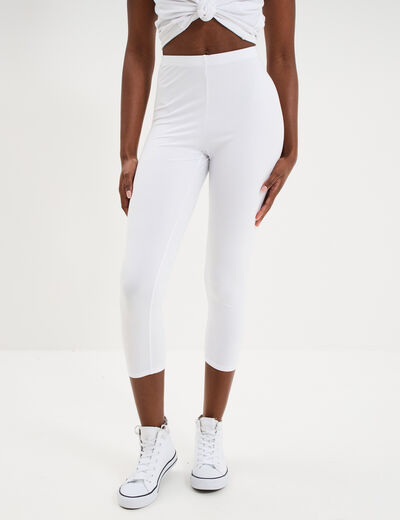 Legging &eacute;lastiqu&eacute; 7/8&egrave;me blanc femme