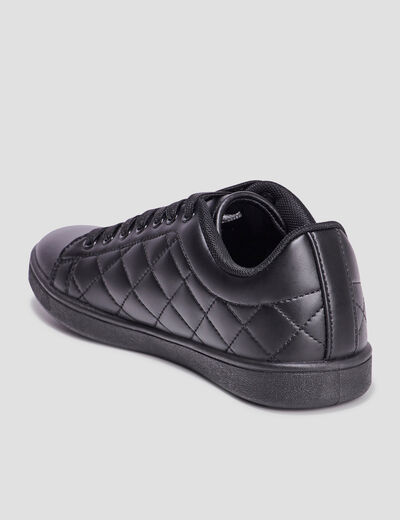 Tennis basses matelassées à lacets noir femme