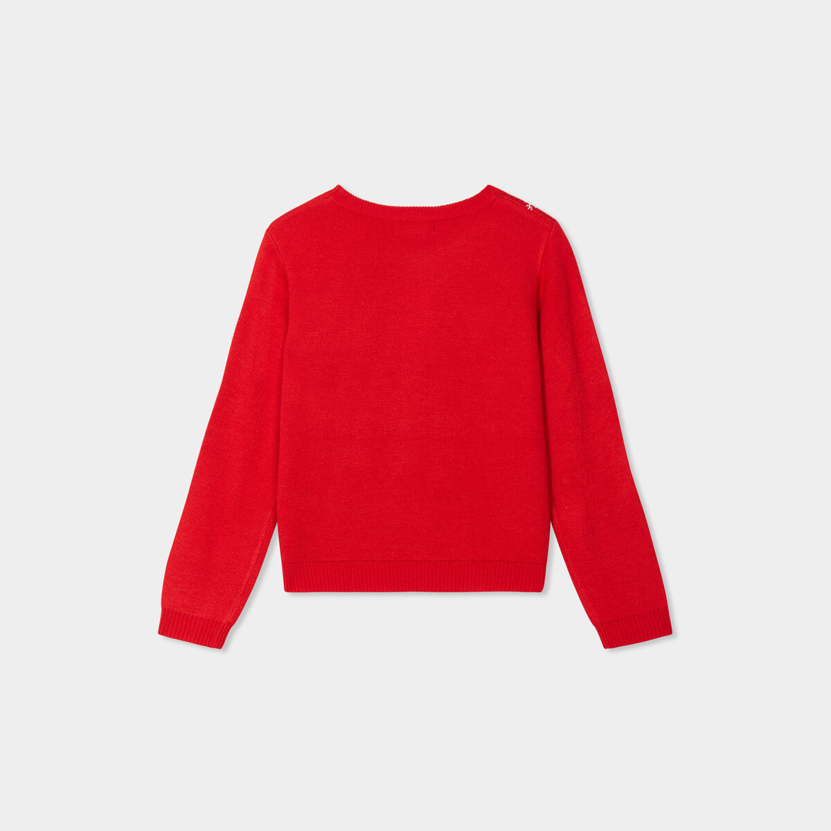 Pull No&euml;l col rond manches longues rouge fille