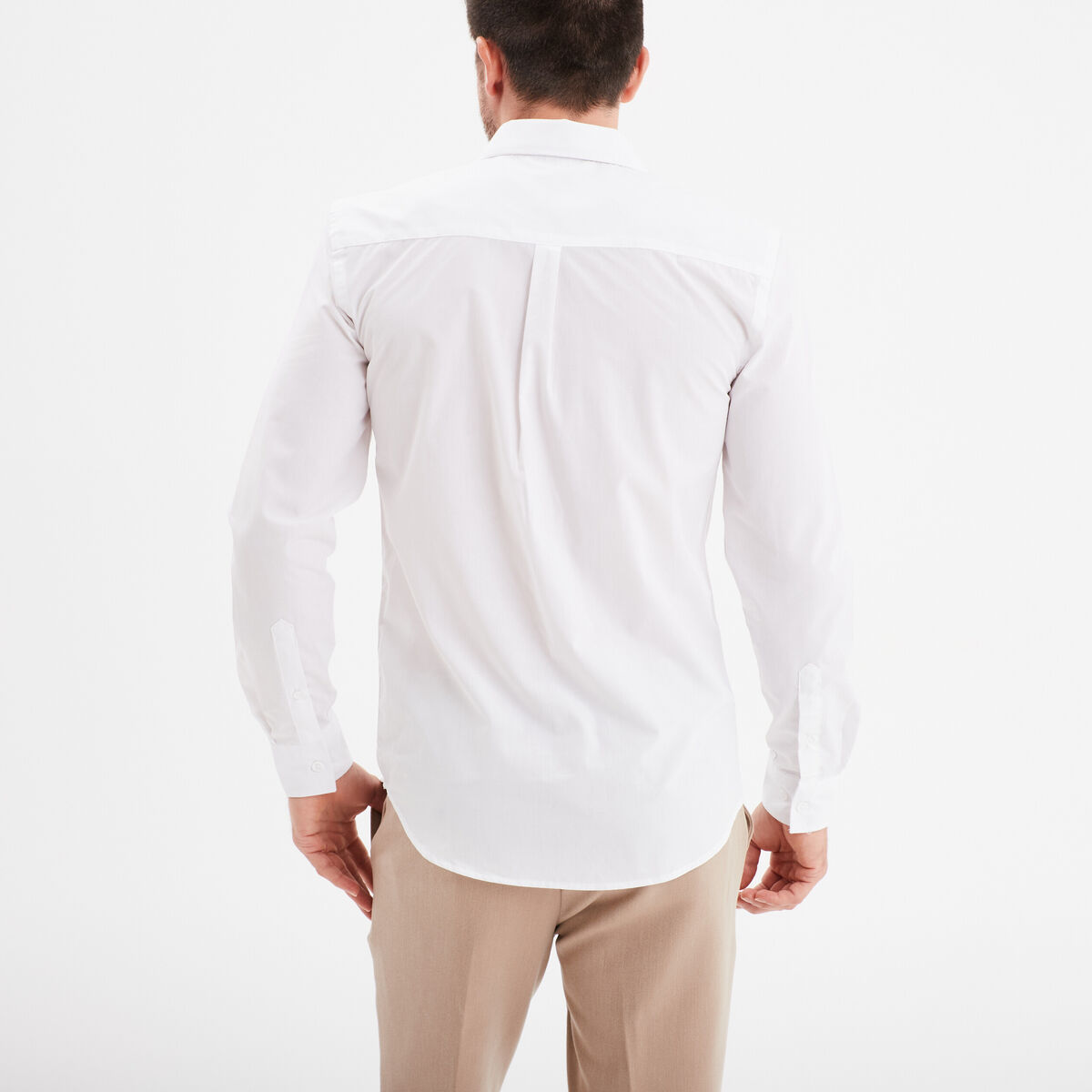 Chemise coupe ajustée manches longues blanc homme
