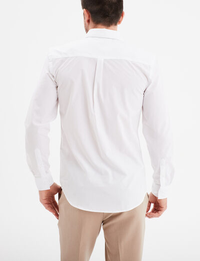Chemise coupe ajustée manches longues blanc homme