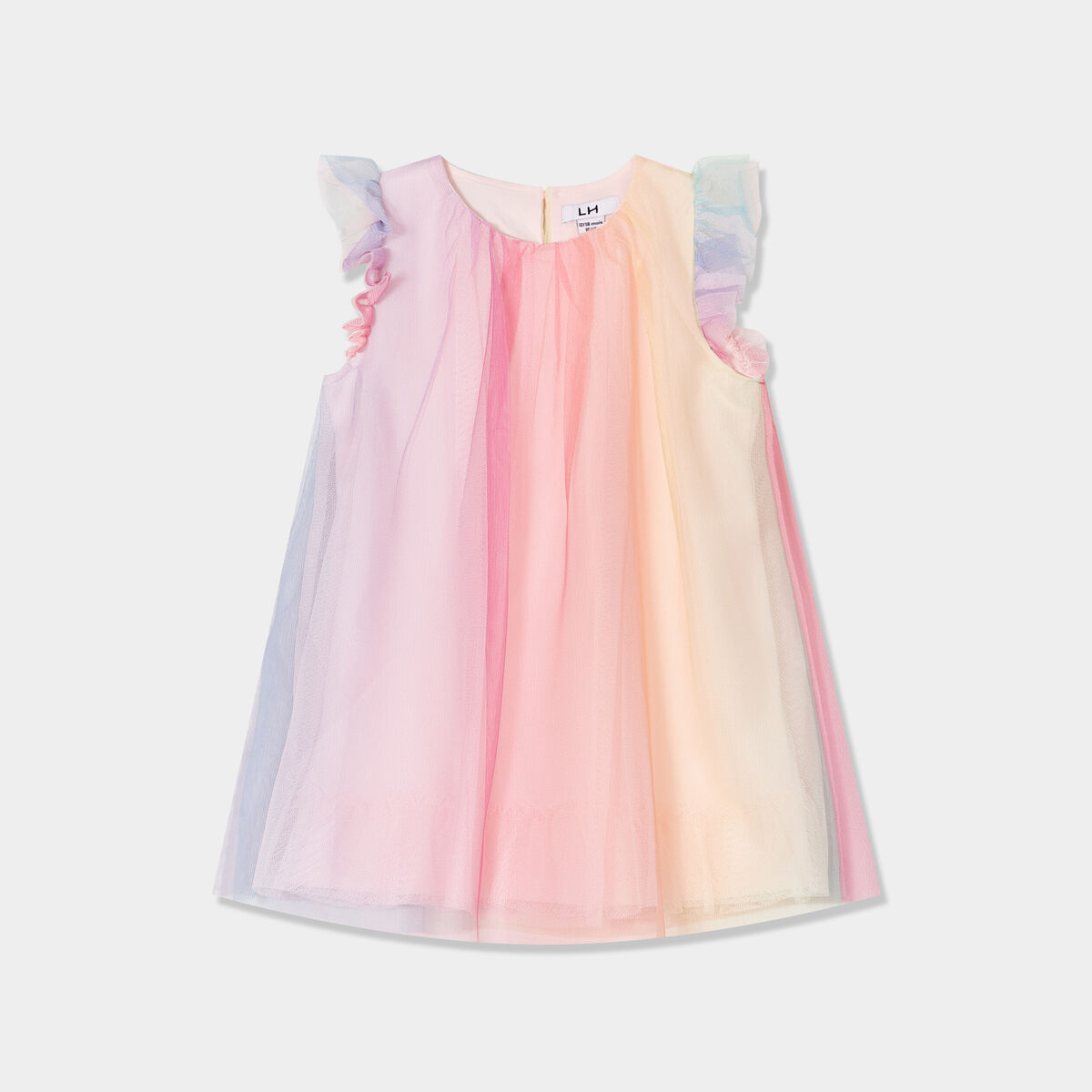 Robe tulle manches volants multicolore bébé fille