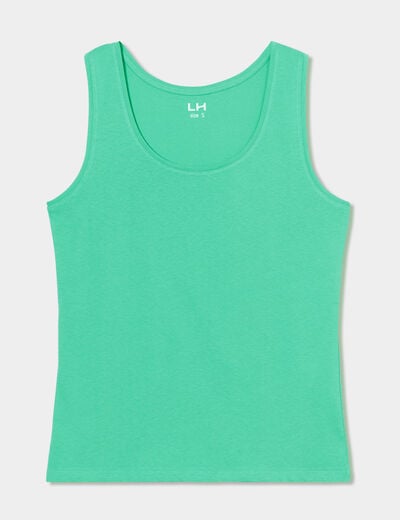 Débardeur bretelles larges coton vert menthe femme