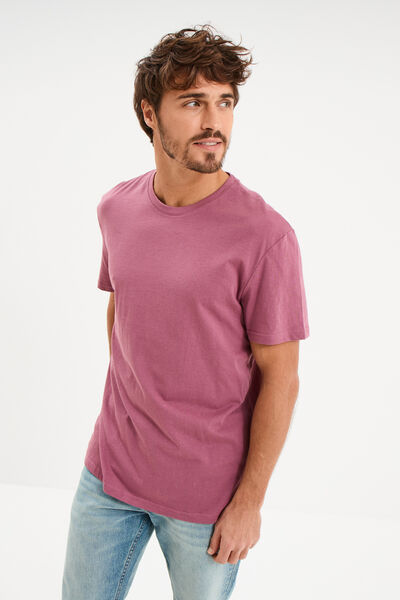 T-shirt droit en coton manches courtes mauve homme