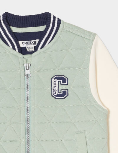 Gilet zippé matelassé col teddy Creeks vert pastel bébé garçon