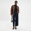 Veste matelass&eacute;e boutonn&eacute;e col rond camel femme