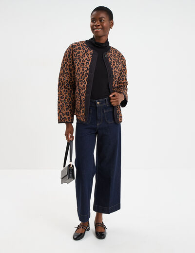 Veste matelass&eacute;e boutonn&eacute;e col rond camel femme