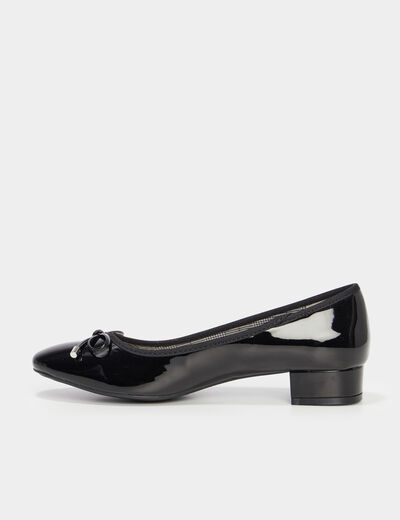 Ballerines à talons vernies noir femme