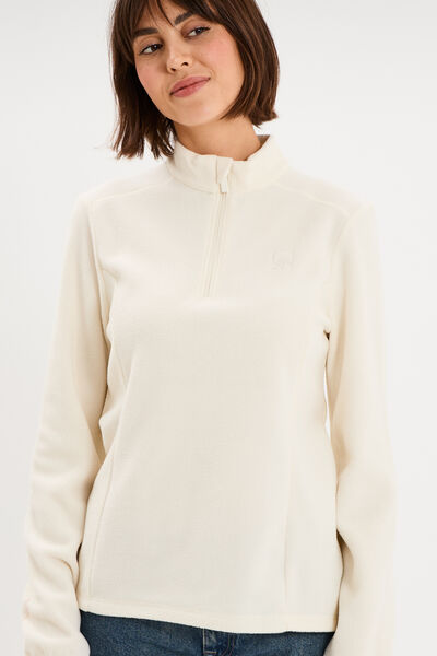 Sweat polaire col camionneur blanc femme