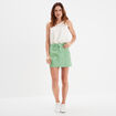 Jupe courte trapèze coton vert fluo femme