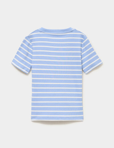 T-shirt marini&egrave;re manches courtes bleu pastel fille