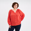 Blouse manches longues gaze de coton rouge femme grande taille