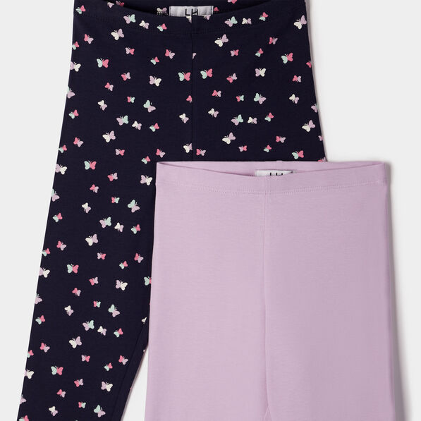 Lot 2 leggings élastiqués 7/8ème bleu marine fille