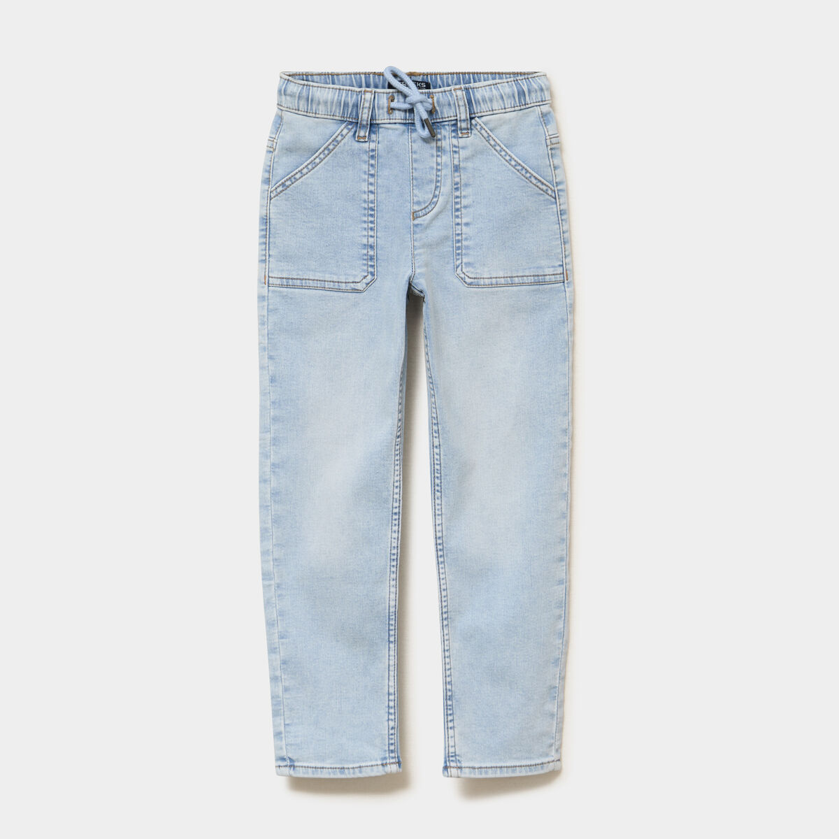 Jeans jogger droit taille &eacute;lastiqu&eacute;e denim triple stone gar&ccedil;on
