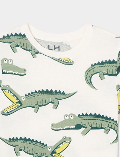 T-shirt manches courtes coton ecru garçon