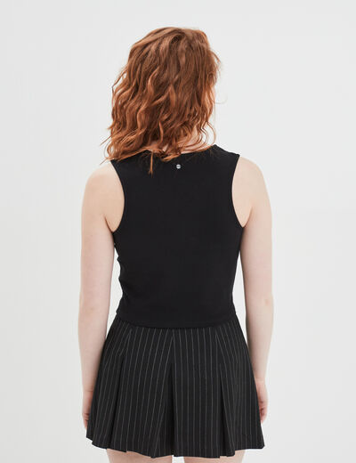 Débardeur cropped ajusté avec ouverture noir femme