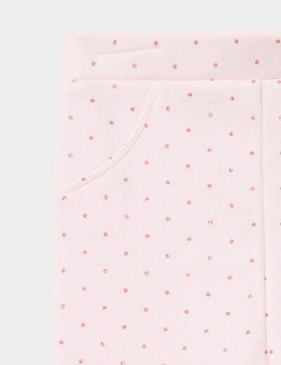 Legging molletonn&eacute; rose clair b&eacute;b&eacute; fille