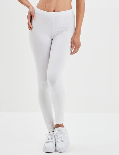 Legging long taille haute blanc femme