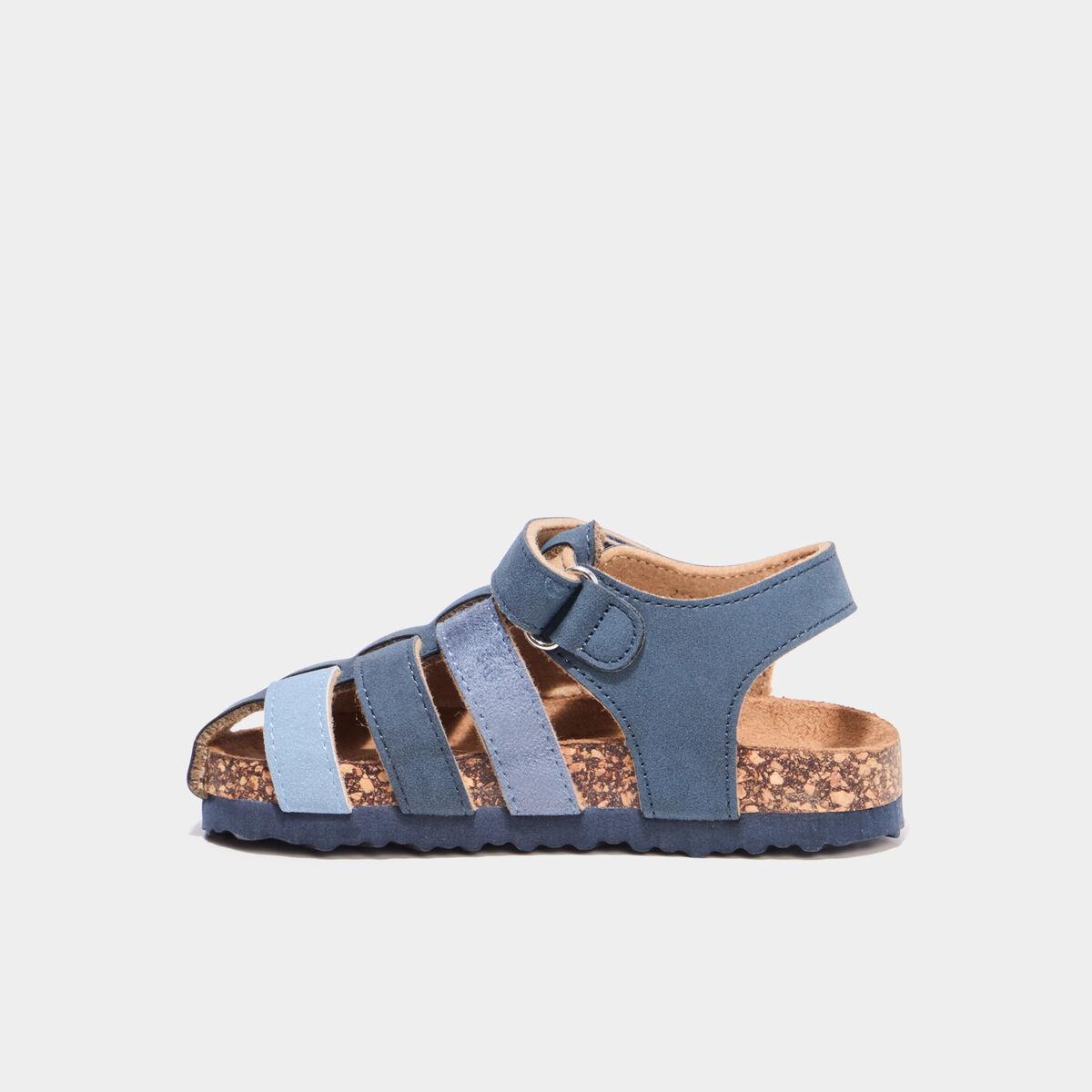 Sandales bout ferm&eacute; avec scratchs bleu marine gar&ccedil;on