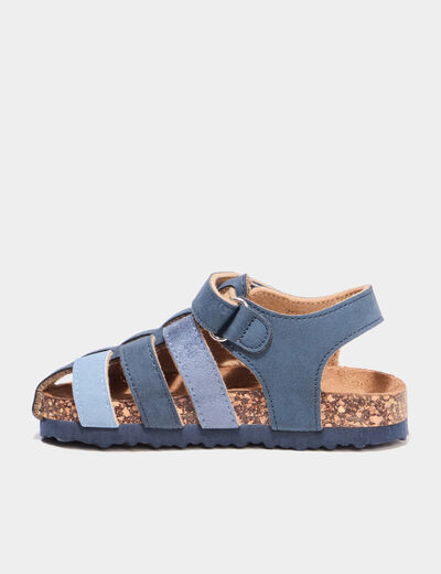 Sandales bout ferm&eacute; avec scratchs bleu marine gar&ccedil;on