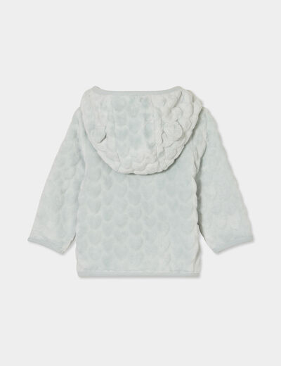 Gilet aspect velours à capuche vert pastel bébé fille