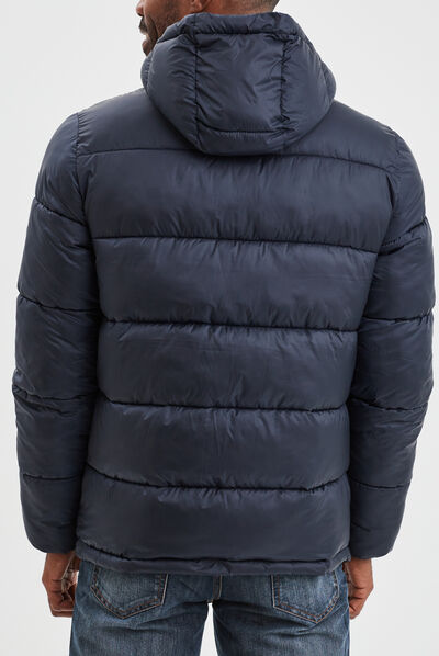 Doudoune zippée à capuche bleu marine homme