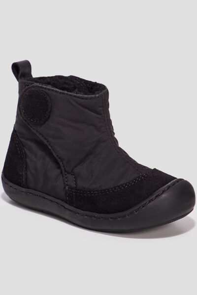 Bottines à scratchs en cuir noir bébé garçon