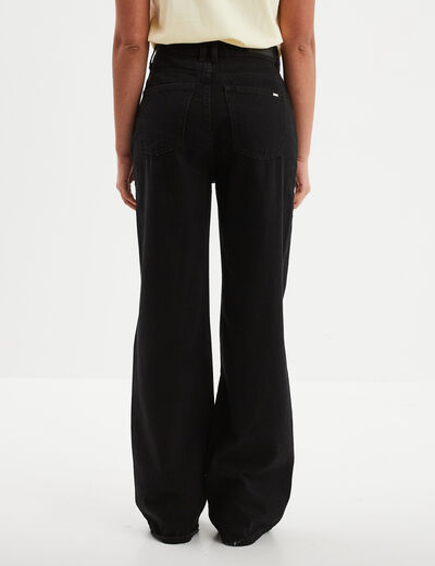 Jeans wide leg taille haute Creeks denim noir femme